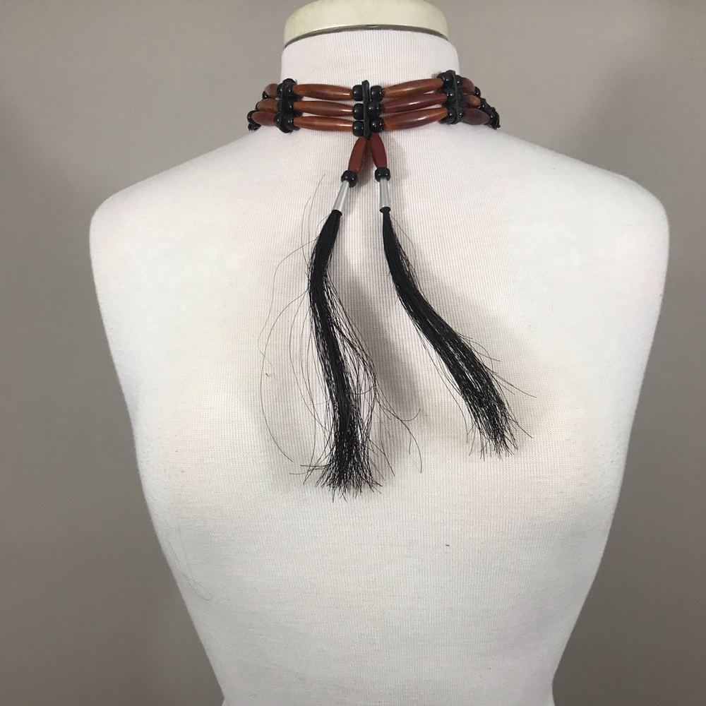 Elegant Black and Brown Beaded Choker Necklace